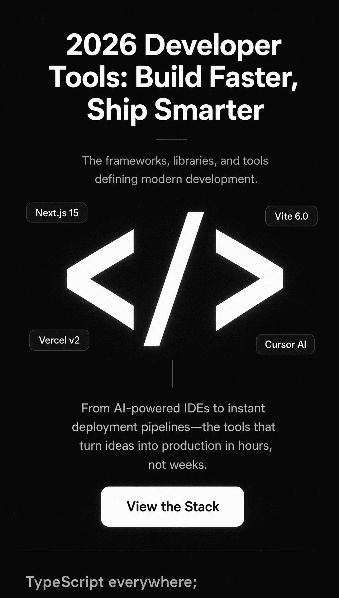Dark editorial web page comparing developer tools