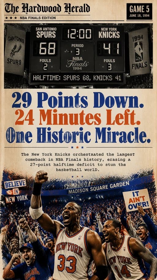 Miracle at the Garden: The Knicks' Historic 2026 Finals Comeback, a carousel created in FormaLM.