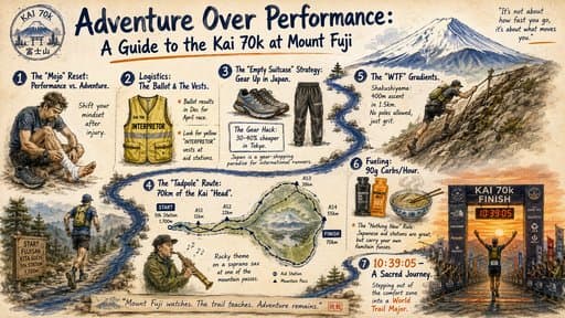 Adventure Over Performance: A Guide to the Kai 70k at Mount Fuji, a infographic created in FormaLM.