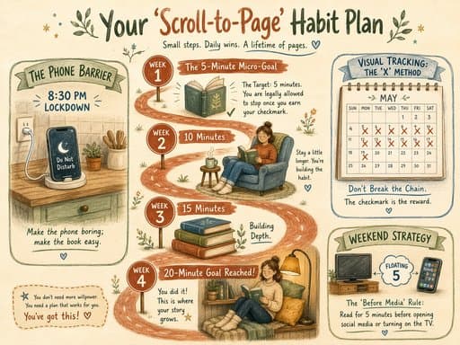 Your 'Scroll-to-Page' Habit Plan, a infographic created in FormaLM.
