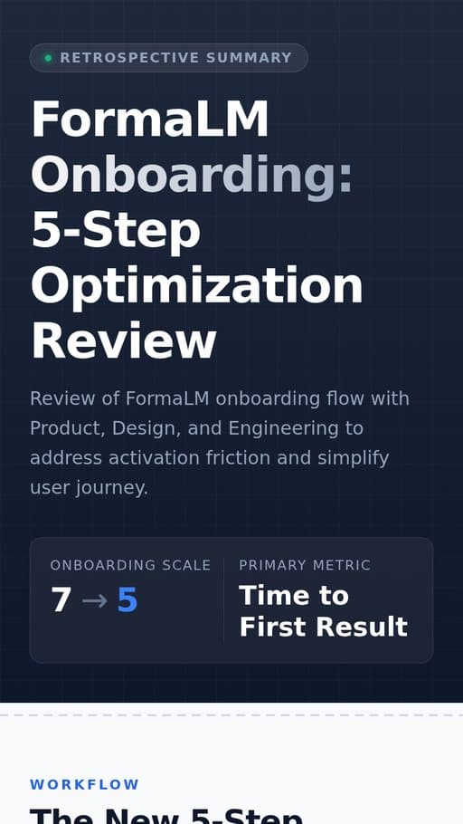 FormaLM Onboarding: 5-Step Optimization Review, a web page created in FormaLM.