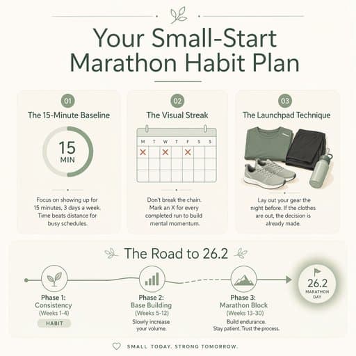 Your Small-Start Marathon Habit Plan, a infographic created in FormaLM.