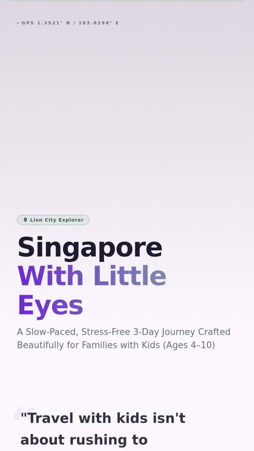 3-Day Relaxed Family Itinerary in Singapore (Ages 4-10), a web page created in FormaLM.
