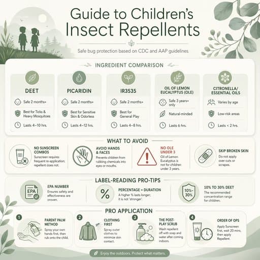 Guide to Children's Insect Repellents, a infographic created in FormaLM.
